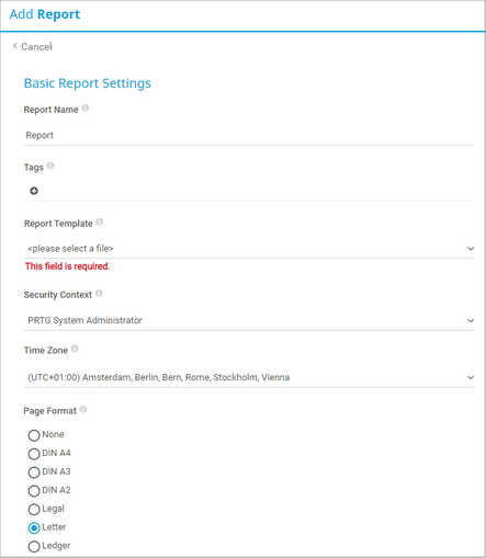 Add Report Dialog
