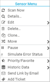 Sensor Context Menu