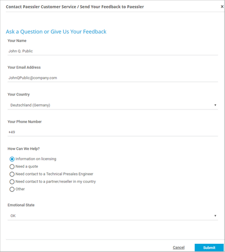 Customer Service Contact Form