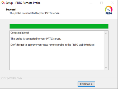 Remote Probe Setup Successful