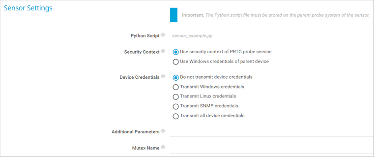 Sensor Settings